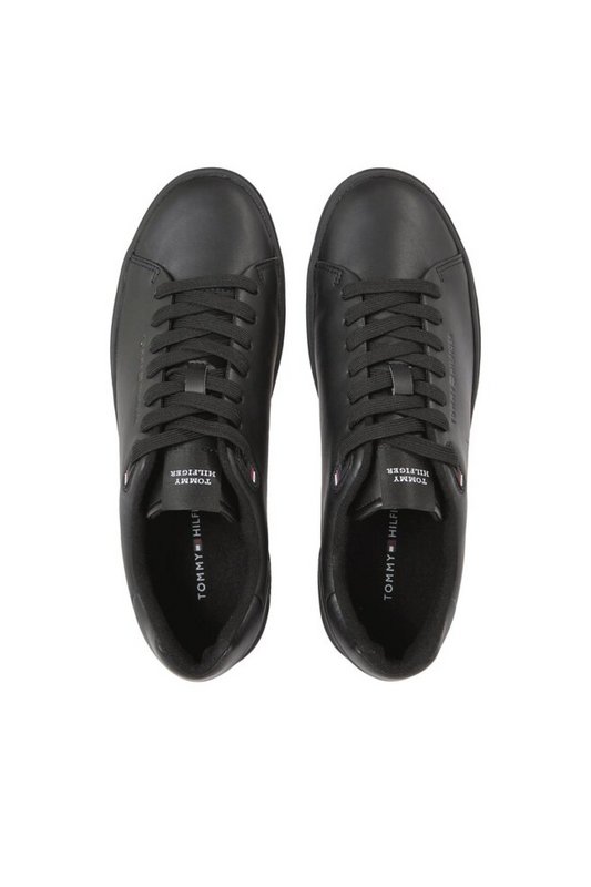 TOMMY HILFIGER Sneakers Basses Dessus Cuir  -  Tommy Hilfiger - Homme 0GQ Triple Black Photo principale