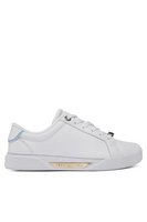 TOMMY HILFIGER Sneakers Cuir Logo Mtal Incrust  -  Tommy Hilfiger - Femme 0K6 White/Well Water