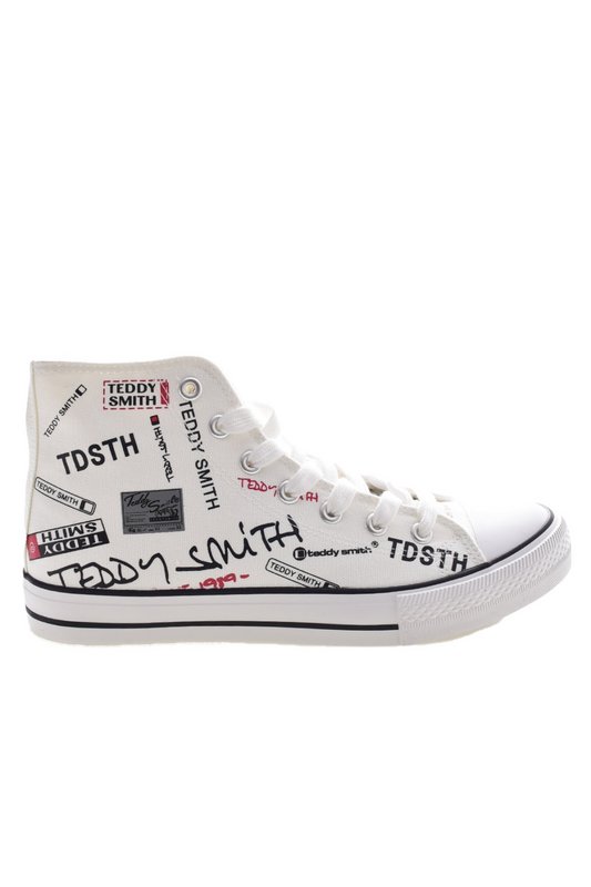 TEDDY SMITH Baskets Montantes Toile  Logos  -  Teddy Smith - Homme WHITE 1060062