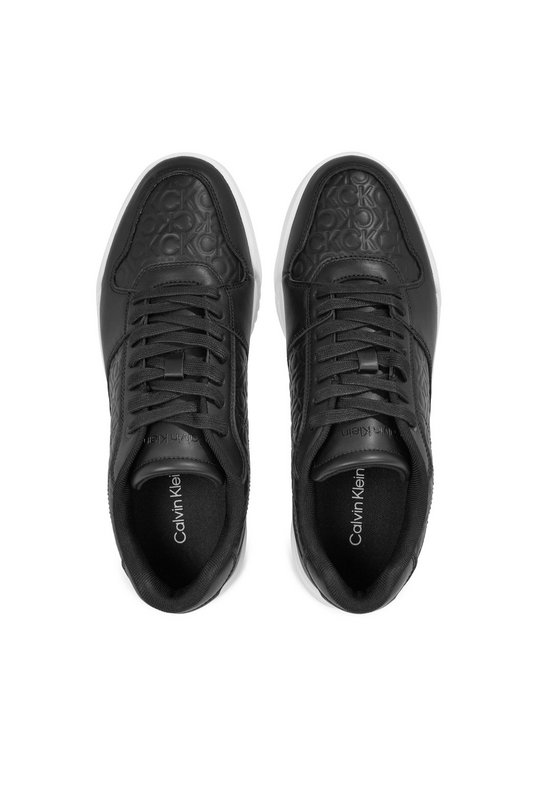 CALVIN KLEIN Sneakers Cuir Logo Emboss  -  Calvin Klein - Homme 0GM Black Mono Photo principale