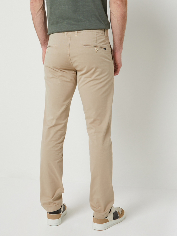 IZAC Pantalon Chino En Coton Stretch Coupe Slim Beige Photo principale