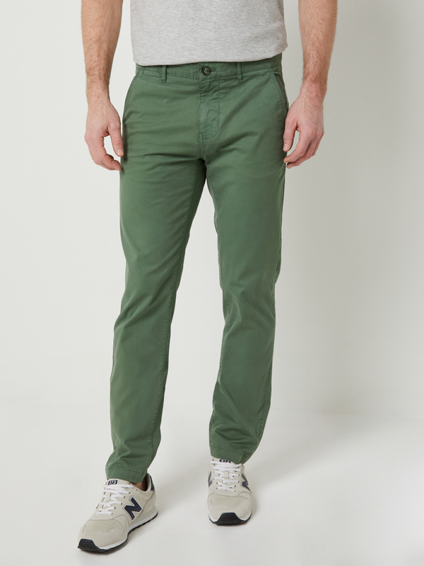IZAC Pantalon Chino En Coton Stretch Coupe Slim Vert Photo principale