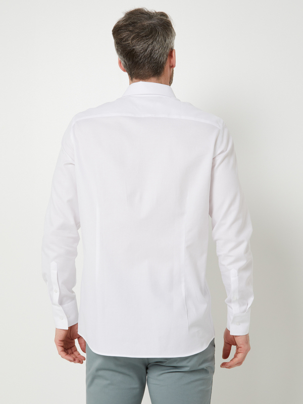 ODB Chemise Slim En Tissu Piqu Uni 100% Coton Blanc Photo principale