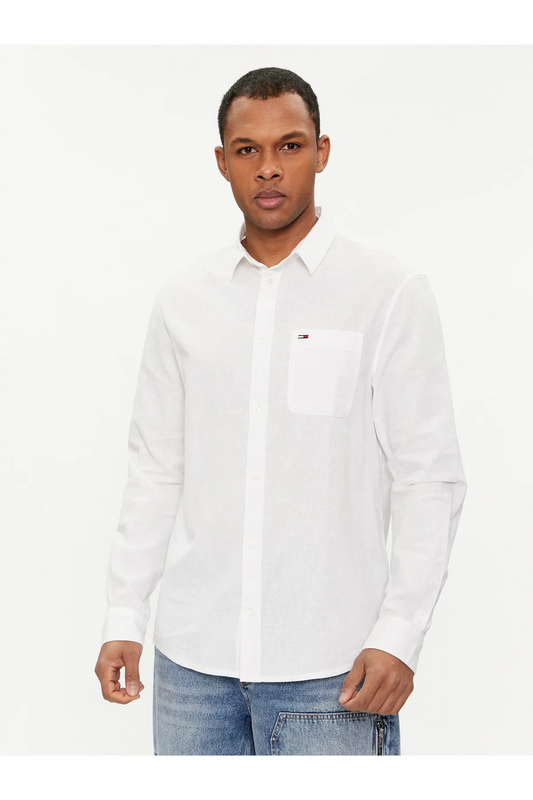 TOMMY JEANS Chemise Coton Lin  -  Tommy Jeans - Homme YBR White Photo principale