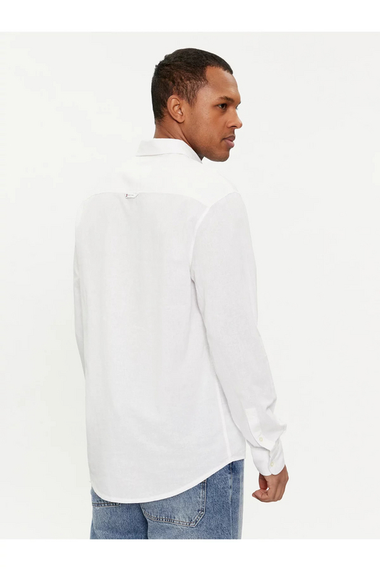 TOMMY JEANS Chemise Coton Lin  -  Tommy Jeans - Homme YBR White Photo principale