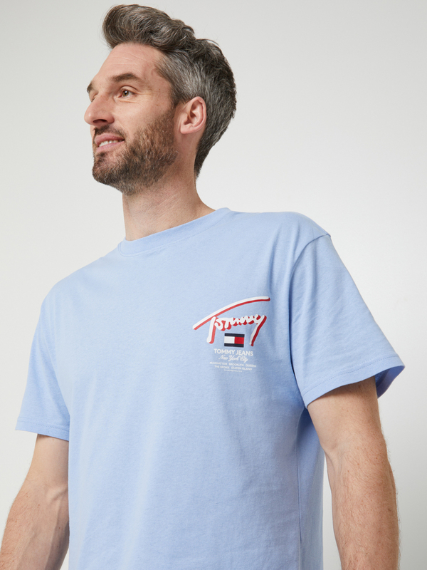 TOMMY JEANS Tee-shirt Manches Courtes 100% Coton Mini Logo Bleu Photo principale