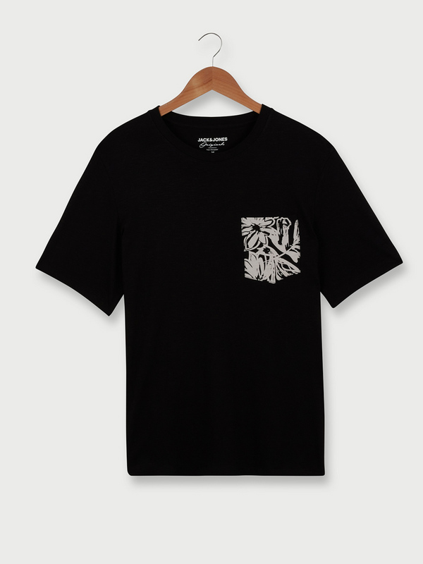 JACK AND JONES Tee-shirt 100% Coton Uni Poche Poitrine Imprime Noir 1060258