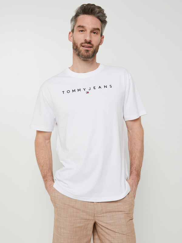 TOMMY JEANS Tee-shirt Encolure Ronde Uni Logo Brod Blanc Photo principale