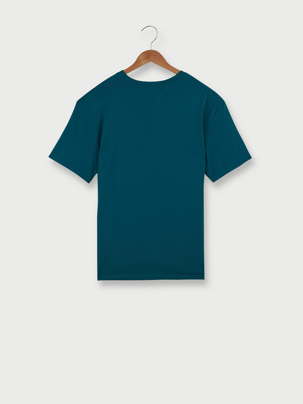 TOMMY JEANS Tee-shirt Encolure Ronde Uni Logo Brod Vert bleut Photo principale