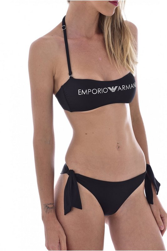 EMPORIO ARMANI Bikini 2 Pices Bandeau Signature Strass  -  Emporio Armani - Femme 00020 NERO Photo principale
