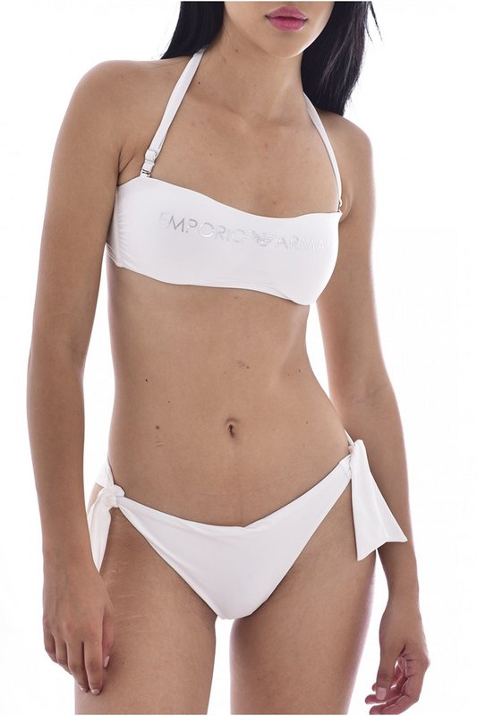 EMPORIO ARMANI Bikini 2 Pices Bandeau Signature Strass  -  Emporio Armani - Femme 00010 BIANCO 1060498
