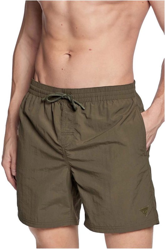 GUESS Short De Bain  Logo Patch  -  Guess Jeans - Homme G8F6 OLIVE MORNING 1060867