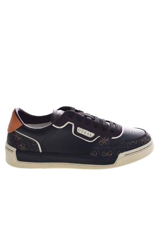GUESS Sneakers Basses Cuir Daim  -  Guess Jeans - Homme BLACK BROWN OCRA Photo principale