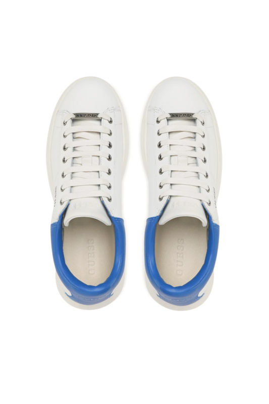 GUESS Sneakers Basses Vibo En Cuir  -  Guess Jeans - Homme WHITE BLUE Photo principale