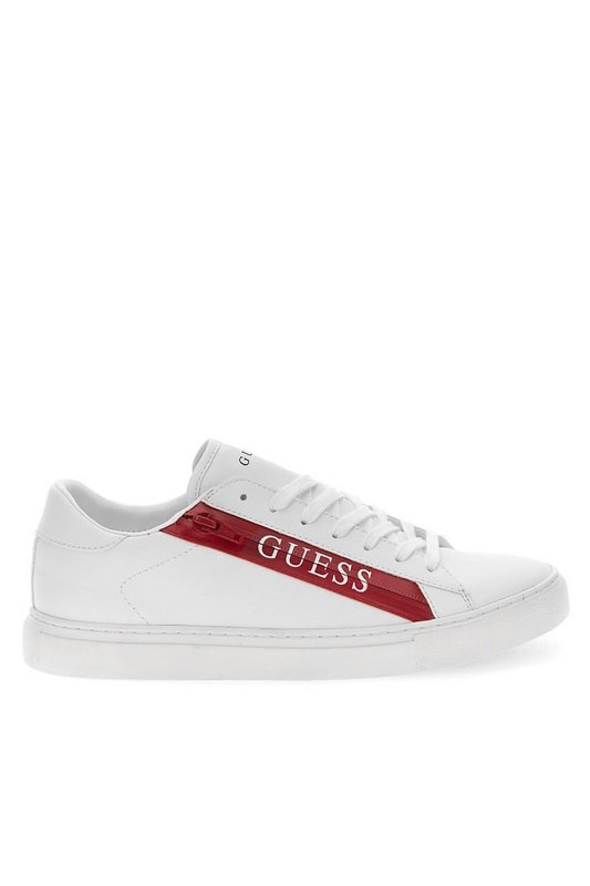 GUESS Sneakers Basses Cuir Pu  -  Guess Jeans - Homme WHITE RED 1060937