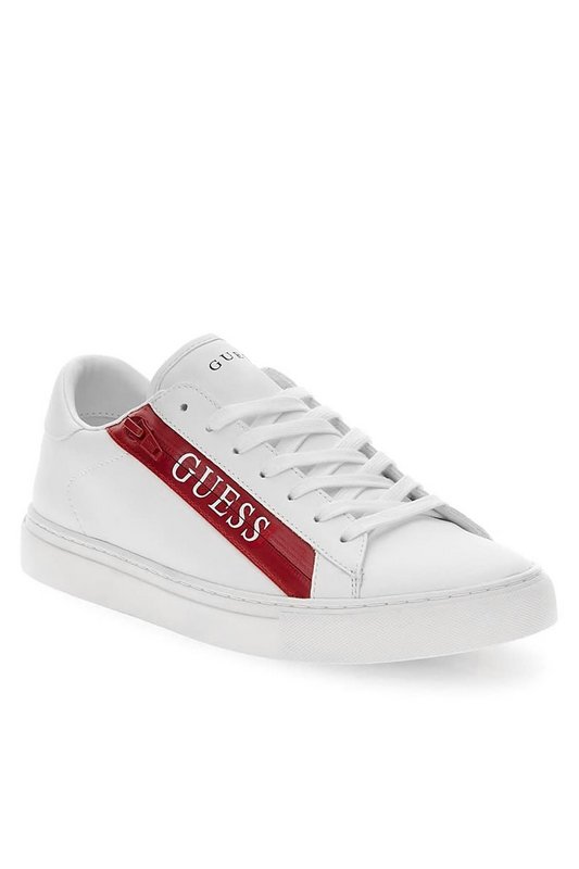 GUESS Sneakers Basses Cuir Pu  -  Guess Jeans - Homme WHITE RED Photo principale