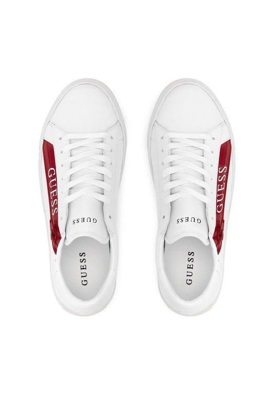 GUESS Sneakers Basses Cuir Pu  -  Guess Jeans - Homme WHITE RED Photo principale