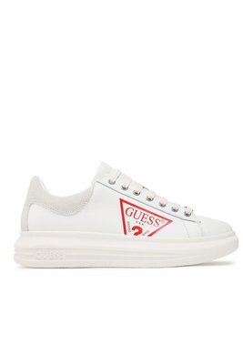 GUESS Sneakers En Cuir  Logo Iconique Vibo  -  Guess Jeans - Homme WHITE