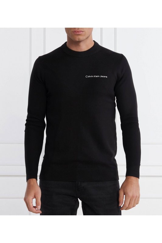 CALVIN KLEIN Pull 100%coton Logo Brod  -  Calvin Klein - Homme BEH Ck Black 1061622