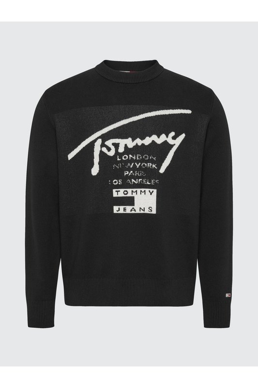 TOMMY JEANS Pull Coton Gros Logo  -  Tommy Jeans - Homme BDS Black Photo principale