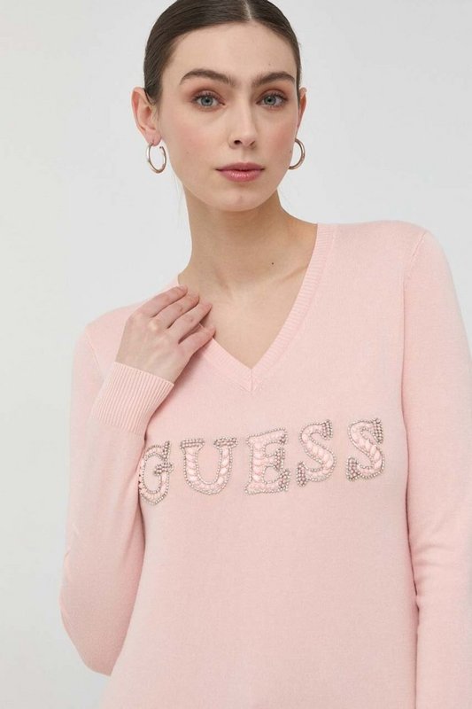 GUESS Pull  Logo Strass  -  Guess Jeans - Femme G65T CALM PINK Photo principale