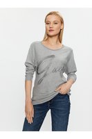 GUESS Pull Lger  Gros Logo Strass  -  Guess Jeans - Femme LMGY LIGHT MELANGE GREY M
