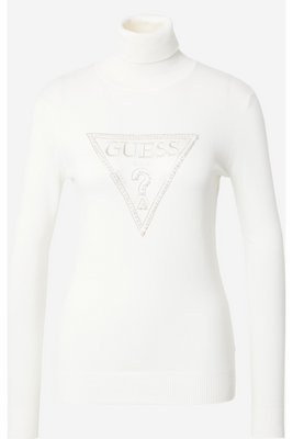 GUESS Pull Col Roul  Logo Strass  -  Guess Jeans - Femme G012 CREAM WHITE