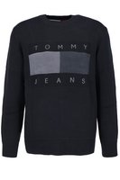 TOMMY JEANS Pull Droit En Coton Logo Brod  -  Tommy Jeans - Homme BDS Black