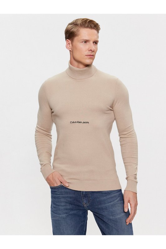 CALVIN KLEIN Pull Col Roul Slim Fit  -  Calvin Klein - Homme PED Plaza Taupe Photo principale