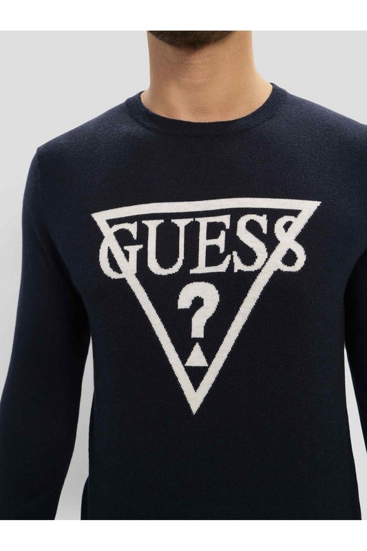 GUESS Pull Slim Gros Logo Iconique  -  Guess Jeans - Homme G7V2 SMART BLUE Photo principale