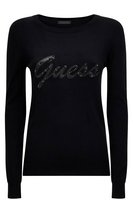 GUESS Pull Fin Logo Strass  -  Guess Jeans - Femme JBLK Jet Black A996
