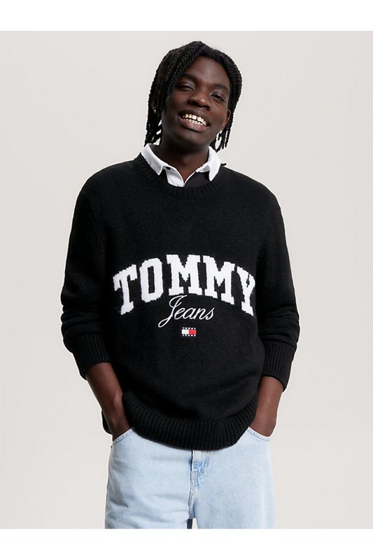 TOMMY JEANS Pull Maille Gros Logo  -  Tommy Jeans - Homme BDS Black Photo principale
