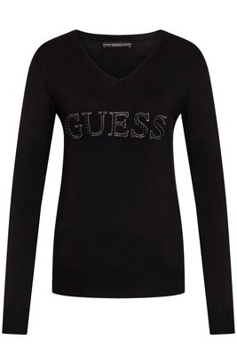 GUESS Pull  Logo Perl  -  Guess Jeans - Femme Jet Black A996