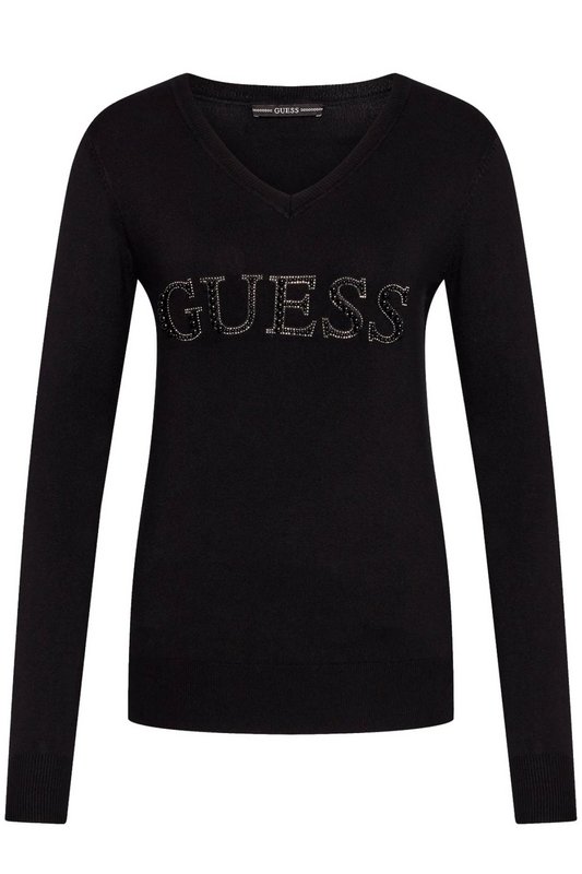 GUESS Pull  Logo Perl  -  Guess Jeans - Femme Jet Black A996 1061709