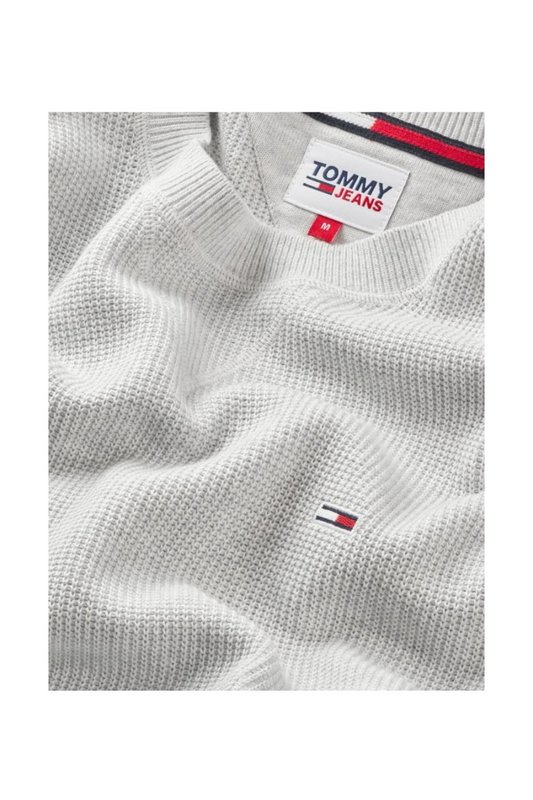 TOMMY JEANS Pull Droit Maille 100% Coton  -  Tommy Jeans - Homme PJ4 Silver Grey Heather Photo principale