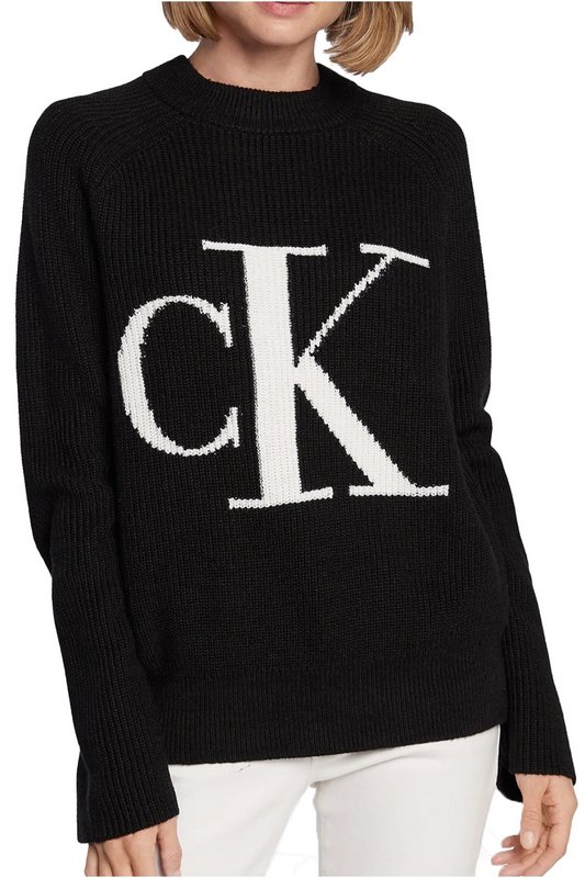 CALVIN KLEIN Pull En Maille  Logo Incrust  -  Calvin Klein - Femme BEH Ck Black 1061731