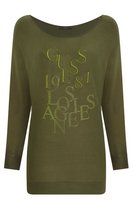 GUESS Pull Long Logo Strass  -  Guess Jeans - Femme G8F6 OLIVE MORNING