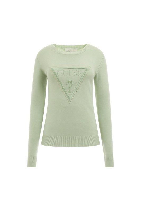 GUESS Pull Logo Iconique Strass  -  Guess Jeans - Femme A80E HAZY GREEN 1061741
