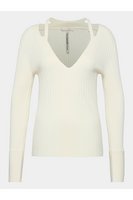 GUESS Pull Moulant Col V  -  Guess Jeans - Femme G012 CREAM WHITE