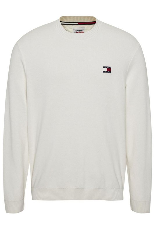 TOMMY JEANS Pull Lger En Coton Bio  -  Tommy Jeans - Homme YBH Ancient White 1061760