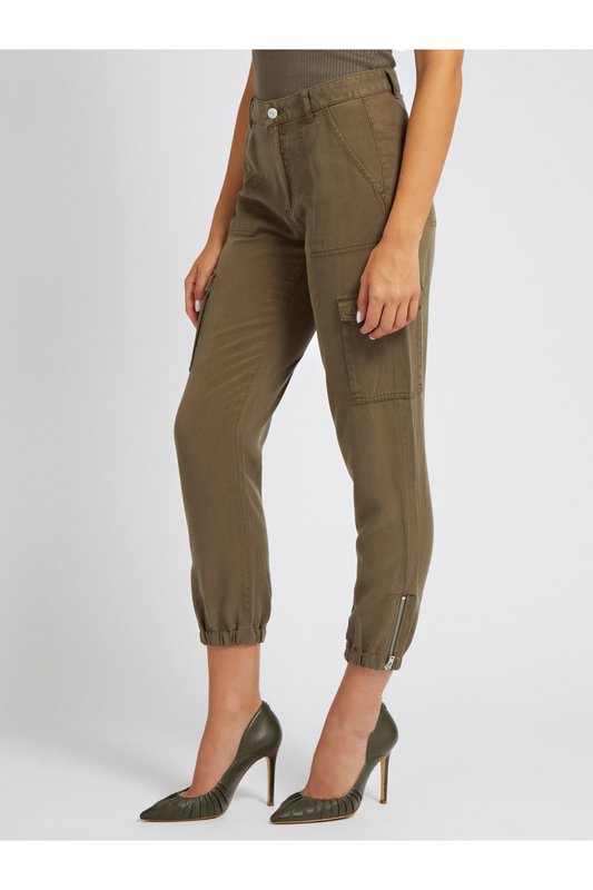 GUESS Pantalon Cargo   -  Guess Jeans - Femme F8CN ASPHALT GREEN MULTI Photo principale