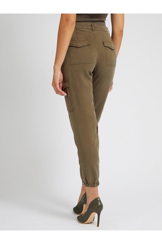 GUESS Pantalon Cargo   -  Guess Jeans - Femme F8CN ASPHALT GREEN MULTI Photo principale