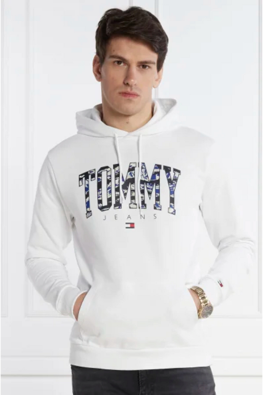 TOMMY JEANS Sweat Capuche Gros Logo Print  -  Tommy Jeans - Homme YBR White 1062004