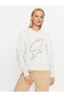 GUESS Sweat Capuche Logo Strass  -  Guess Jeans - Femme G012 CREAM WHITE