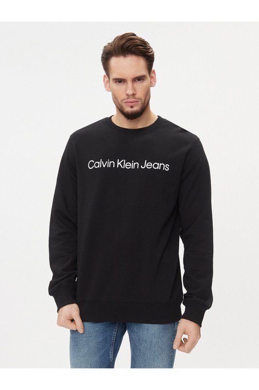 CALVIN KLEIN Sweat Coton Logo Print  -  Calvin Klein - Homme BEH Ck Black Photo principale