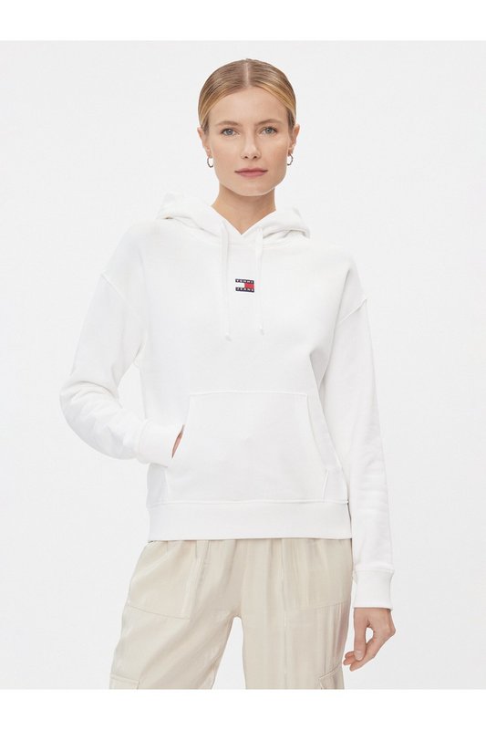 TOMMY JEANS Sweat Boxy Capuche Logo Brod  -  Tommy Jeans - Femme YBR White Photo principale
