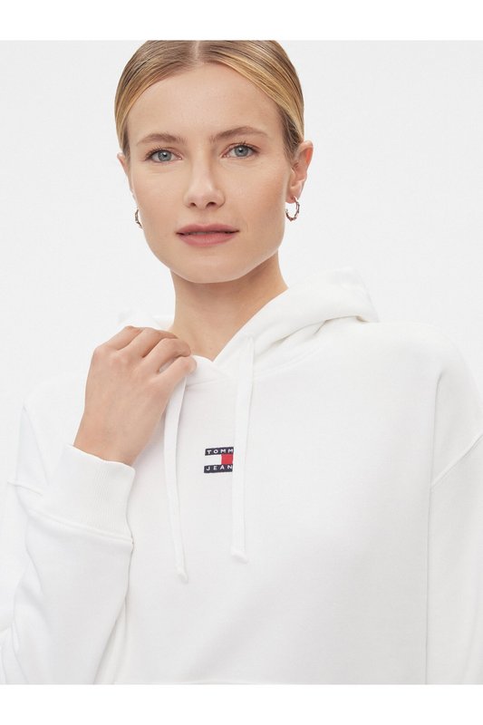 TOMMY JEANS Sweat Boxy Capuche Logo Brod  -  Tommy Jeans - Femme YBR White Photo principale