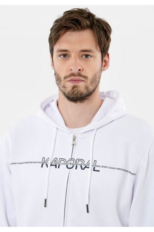 KAPORAL Sweat Capuche Zipp Gros Logo  -  Kaporal - Homme WHITE Photo principale