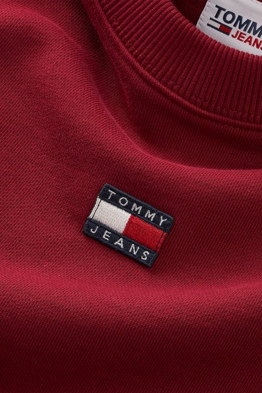 TOMMY JEANS Sweat 100% Coton Logo Patch  -  Tommy Jeans - Femme XJS Rouge Photo principale