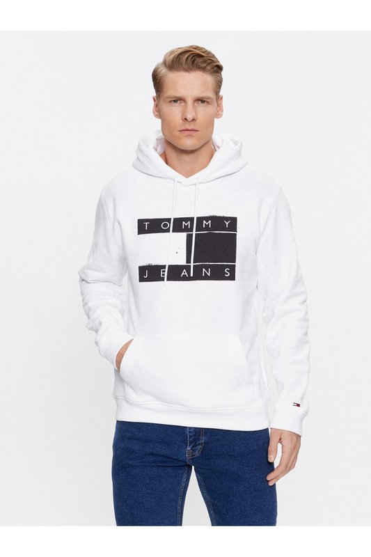 TOMMY JEANS Sweat Capuche Flag Spray  -  Tommy Jeans - Homme YBR White 1062226